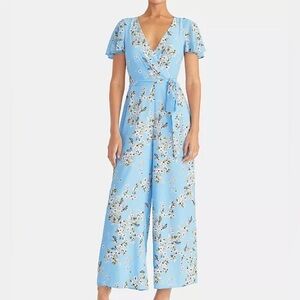 Rachel Roy baby blue floral flowy jumpsuit